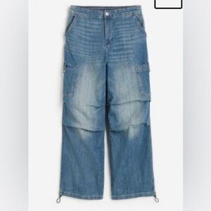 H &M light Denim Parachute pants
